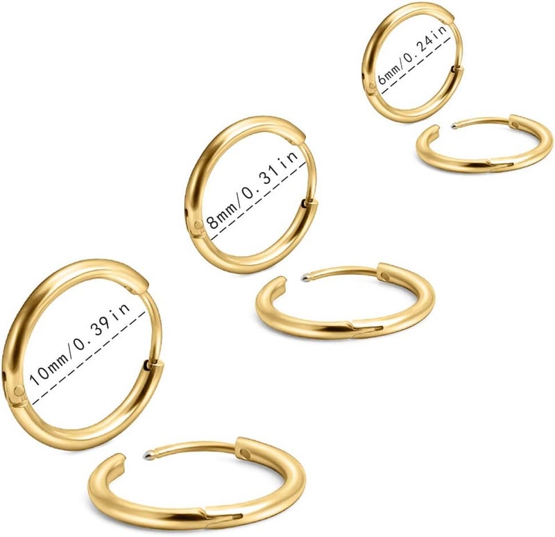EACHLP Unisex 18K Real Gold Plating Surgical Steel Sleeper Tiny Hoop Earrings,Nose Ring Septum Ring Helix Ring Daith Ring Lip Ring Nipple Ring Snug Ring Rook Ring Body Piercing Jewelry - Image 2